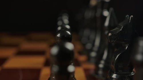 Schwarze Schachfiguren an Bord