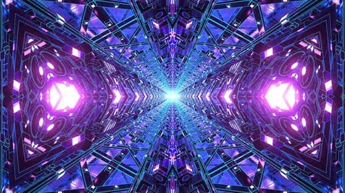 Futuristic Neon Geometric Tunnel Loop Motion Background