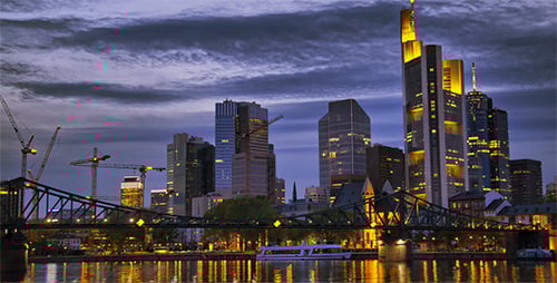 Skyscrapers and People at Dusk