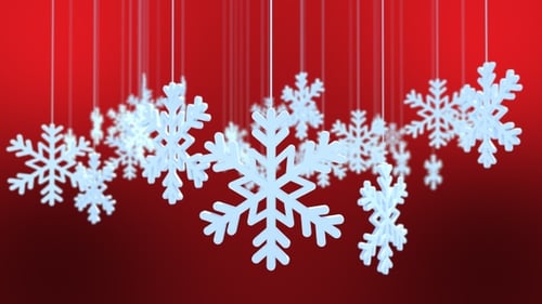White Snowflakes Decoration on Red Holiday Background