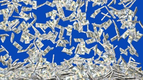 Falling Money Bundles with Blue Screen Animation