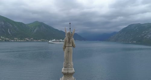 Spire of the Church of Saint Eustace in Dobrota, Aerial View