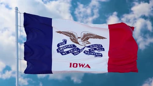 Realistic Iowa State Flag Waving Animation