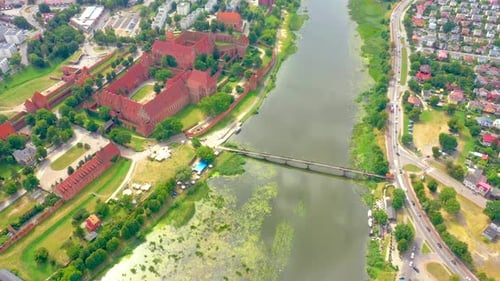 Malbork, Pomerania Poland Panoramic view of the medieval Teutonic Order Castle in Malbork, Poland -