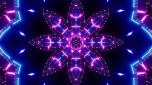 Blinking Lights Neon Kaleidoscope Loop 4K 06