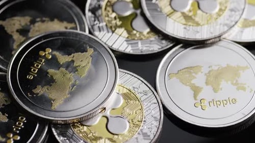 Close up of Ripple Cryptocurrency Coins