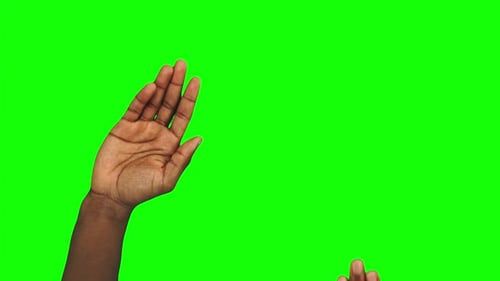 Pack of 27 Gestures Made By Black Men Palm Hand to Control Touchscreen on Green Screen Background
