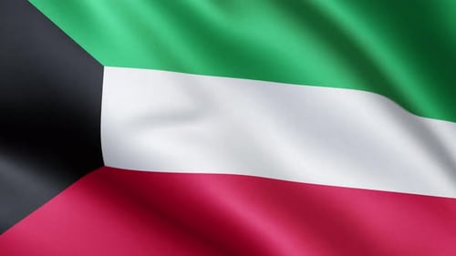 Seamless Loop Waving Flag of Kuwait National Symbol