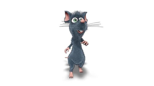 3D-Cartoon-Rattenöffner, geschlungen auf weiß