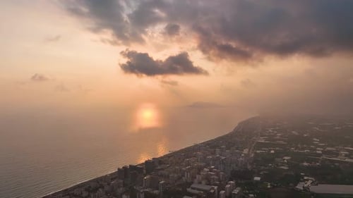 Colorful Panorama over the city Aerial View 4 K Alanya Turkey