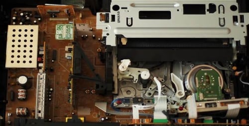 Internal Mechanics of a Vintage VCR Player