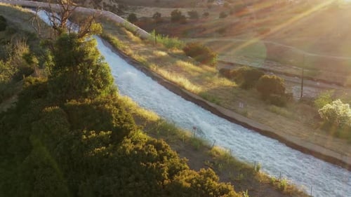 Aerial shot of some of the aqueducts that helps supply water to Los Angeles.