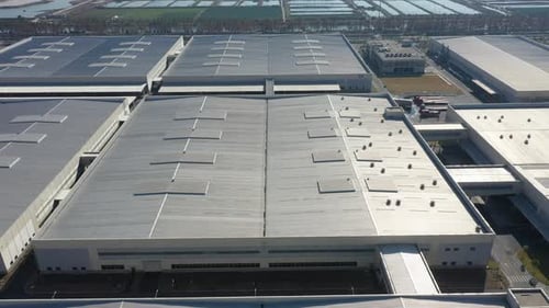 Factory building in city