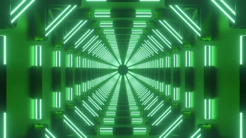 3D green Sci-Fi tech tunnel, loopable motion background