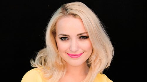 Smiling Blonde Woman with Makeup Close Up Portrait