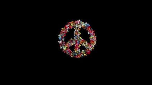 Animated Colorful Butterflies Form Peace Symbol Intro Reveal