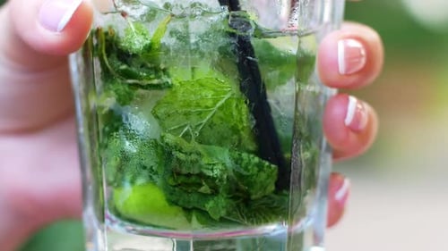Refreshing Mint and Lime Drink with Ice