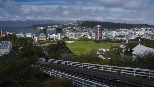 Urban Cityscape and Funicular Railway Track View