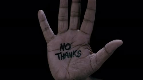 Hand with "NO THANKS" Message