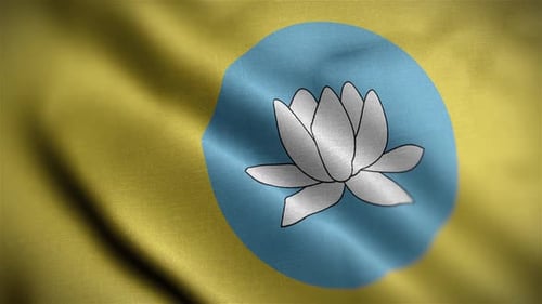 Animated Lotus Flower Flag Waving Background
