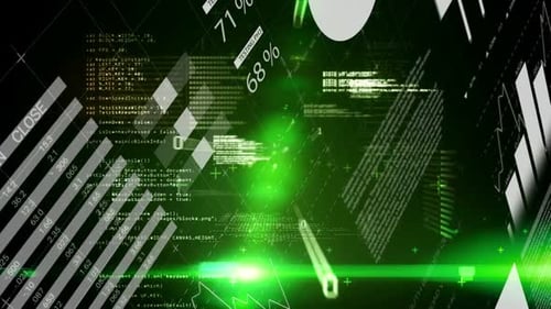 Animation of data processing in green background