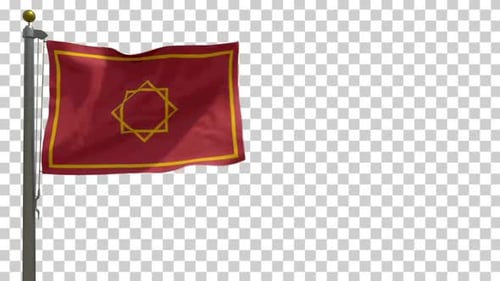 Drapeau du Sultanat Marinide (Maroc) sur mât avec canal Alpha - 4K