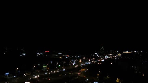 Lightning Bolts Strike in Night Sky, Thunder Clash Sounds, Rainstorm in the City
