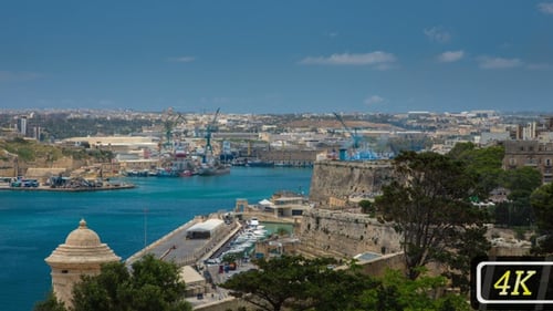 Scenic Harbor City View With Historic Fort