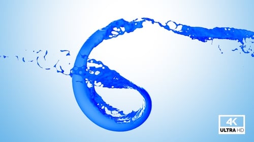 Fluid Blue Paint Splash Animated Element with Alpha Channel