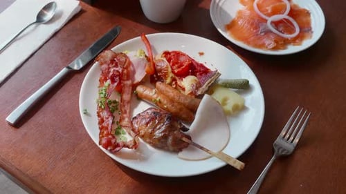 Keto Breakfast in Hotel Assortment of Full Fat and Protein Food