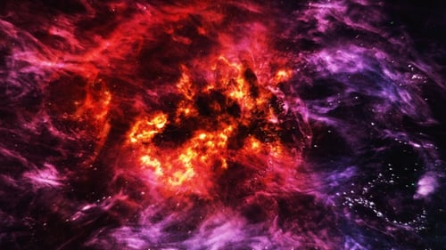 Abstract Cosmic Nebula Energy Glowing Particles Motion Background