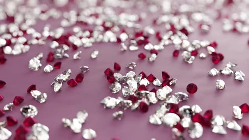 Sparkling Diamonds and Rubies on Purple Background Loop