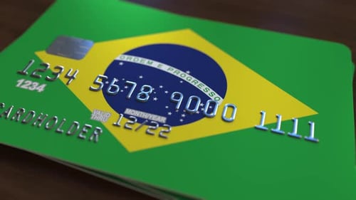 Brazilian Flag Credit Card Rotating 3D Animation