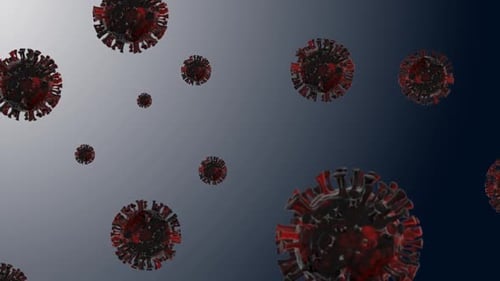 Animated 3D Virus Particles Moving on Gradient Background