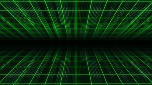 Futuristic Green Digital Grid Tunnel Loop Animation