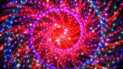 Abstract Neon Particle Spiral Motion Background