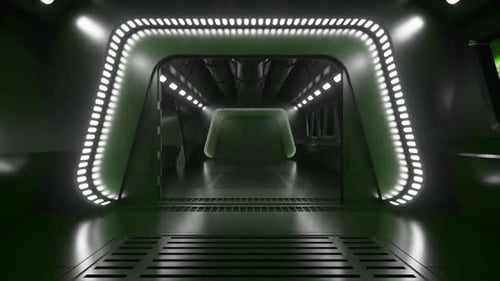 Scifi-Tunnel im Weltraum mit Neonlicht