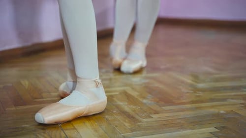 Ballerina Practicing at the Barre Close Up