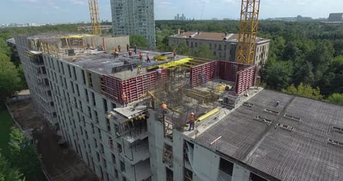 An Aerial View of a Construction Process of a Multi Storey Building