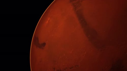 Realistic Red Planet Mars Rotating in Deep Space