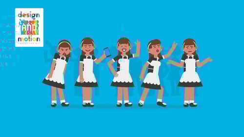 Flat Design Maid Character Animation Kit with Action Loops
