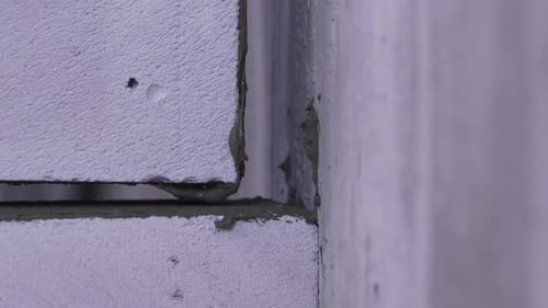 Laying Brick on Concrete Close-up