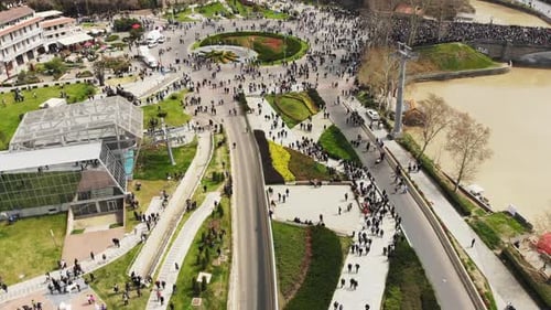 Tilt Up View Europe Square On April 9th In Tbilisi, Georgia