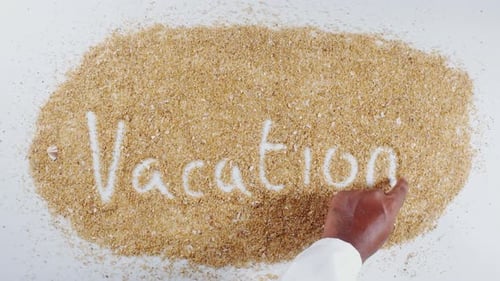 Handschrift auf Strand und Sand Urlaub