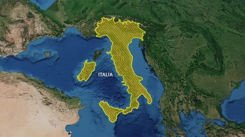 World Map Zoom to Italy and Palermo City Pin