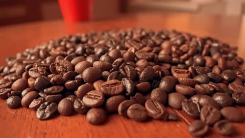 Pile of Roasted Coffee Beans Close Up