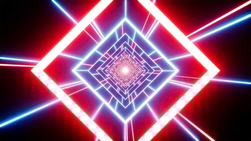 Red and Blue Light Beam Diamond Tunnel