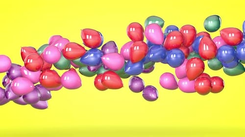 Glossy Colorful Balloons Rising to Form Festive Top Frame