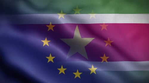 European Union and Cape Verde Waving Flags Overlay