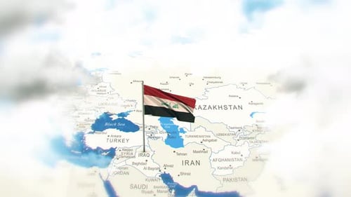 Irak-Landkarte Und Flagge Mit Wolken